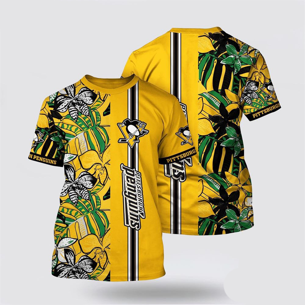 NHL Pittsburgh Penguins Tropical Tropical Forest Floral Pattern Summer T-Shirt Oregontrailrvpk Shirt