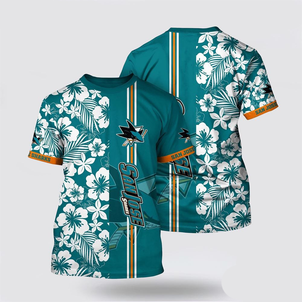 NHL San Jose Sharks Tropical Apricot Blossom Pattern Summer Shirt Best Gifts For Hockey Lovers Oregontrailrvpk Shirt