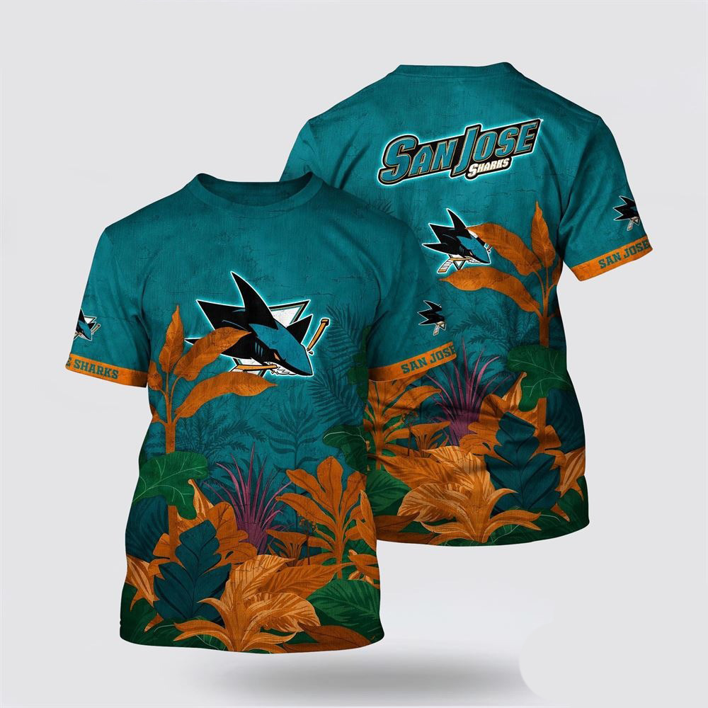 NHL San Jose Sharks Tropical Forest Motifs Summer T-Shirt Unique Gifts For Hockey Lovers Oregontrailrvpk Shirt