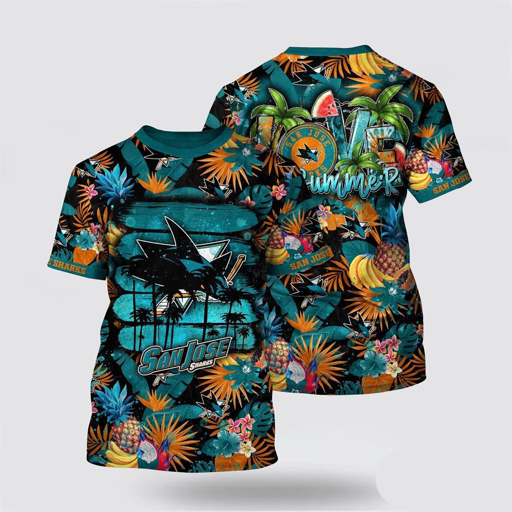 NHL San Jose Sharks Tropical Fruits Summer T-Shirt Presents For Hockey Lovers Oregontrailrvpk Shirt