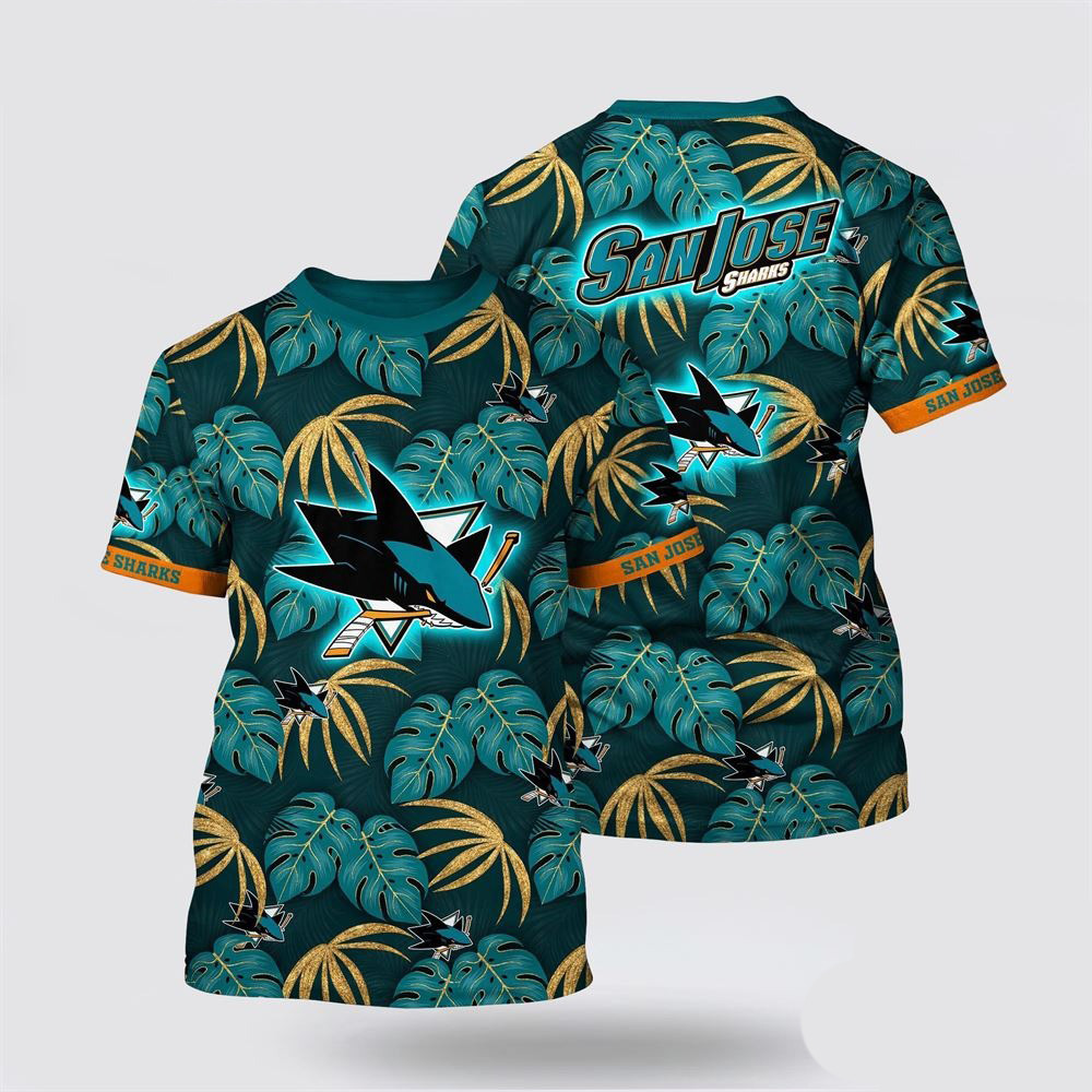 NHL San Jose Sharks Tropical Motifs Summer T-Shirt For Hockey Enthusiasts Oregontrailrvpk Shirt