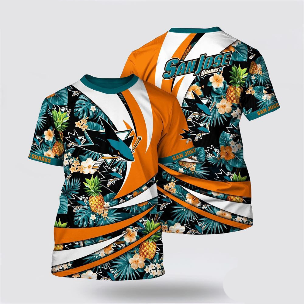 NHL San Jose Sharks Tropical Pineapple Summer T-Shirt Unique Gifts For Hockey Fans Oregontrailrvpk Shirt