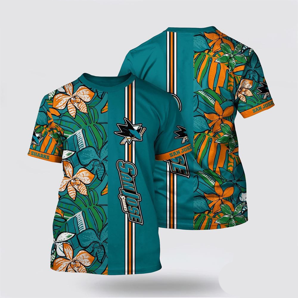 NHL San Jose Sharks Tropical Tropical Forest Floral Pattern Summer T-Shirt Oregontrailrvpk Shirt