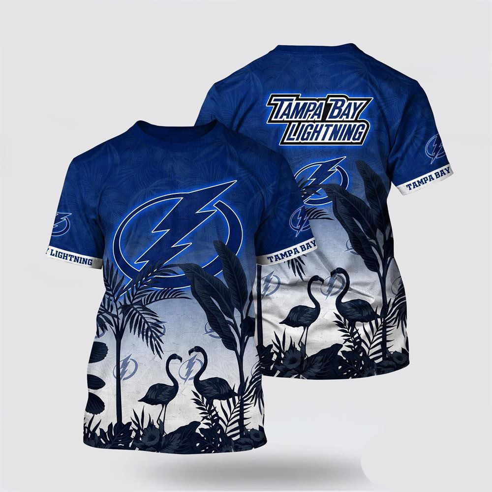 NHL Tampa Bay Lightning Tropical Flamingo Pattern Summer T-Shirt Best Gifts For Hockey Fans Oregontrailrvpk Shirt