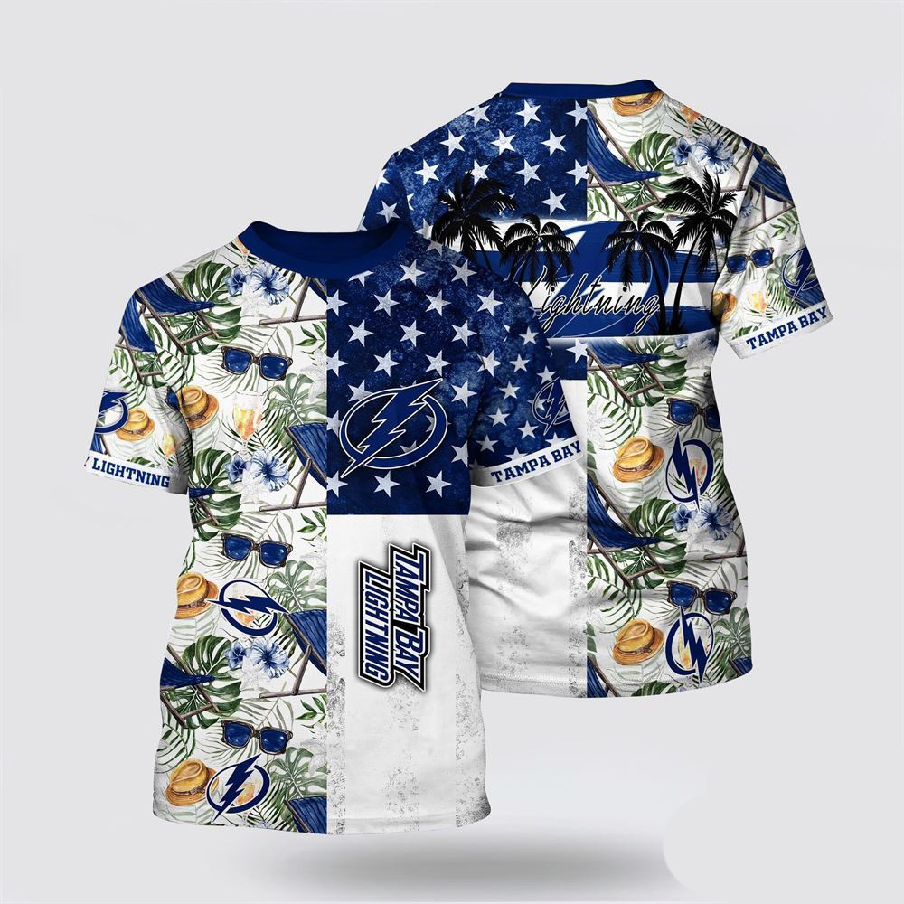 NHL Tampa Bay Lightning Tropical Hat And Glasses Pattern Summer Shirt Gifts For Hockey Lovers Oregontrailrvpk Shirt