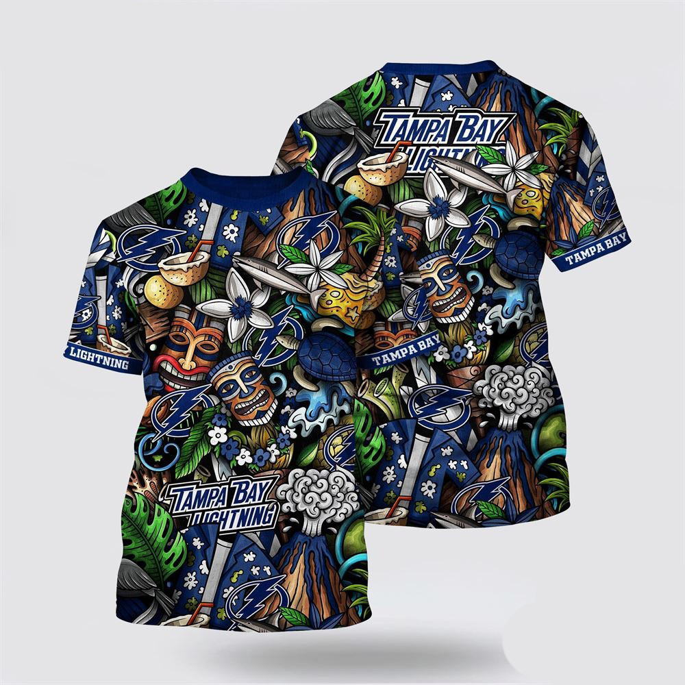 NHL Tampa Bay Lightning Tropical Tiki Pattern Summer Shirt Good Gifts For Hockey Fans Oregontrailrvpk Shirt