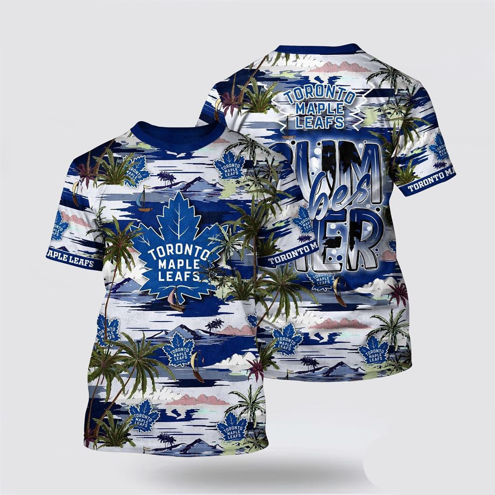 NHL Toronto Maple Leafs Tropical Desert Island Motif Summer T-Shirt For Hockey Enthusiasts Oregontrailrvpk Shirt