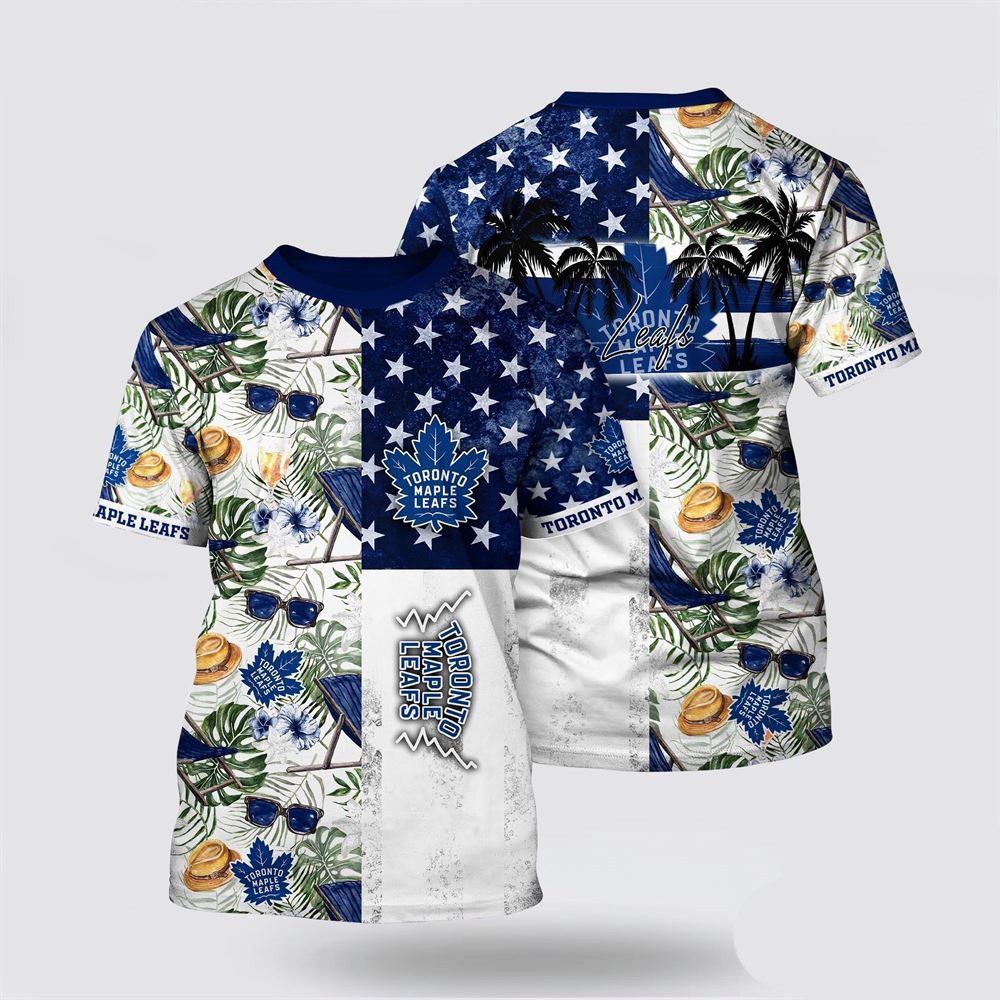 NHL Toronto Maple Leafs Tropical Hat And Glasses Pattern Summer Shirt Ice Hockey Oregontrailrvpk Shirt