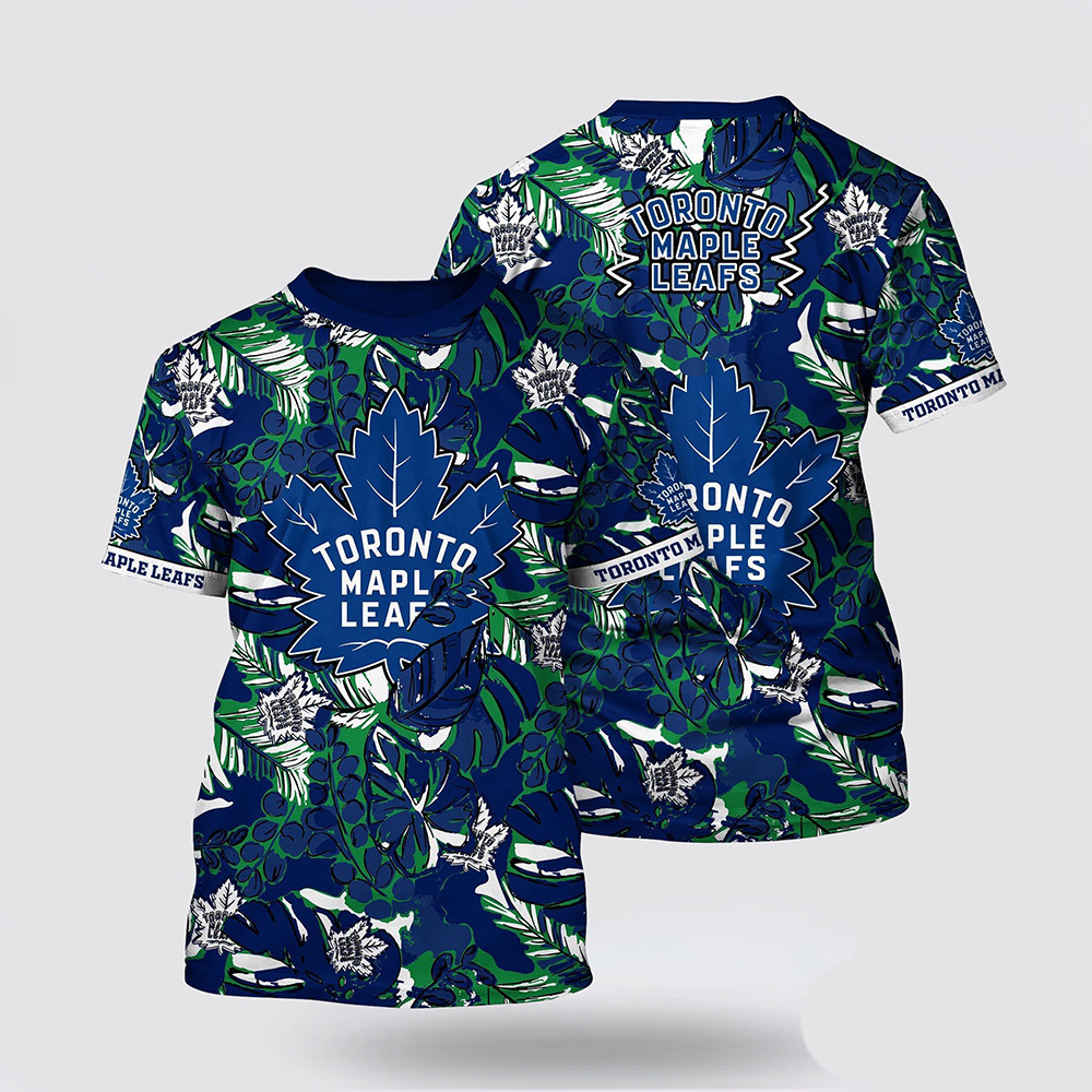 NHL Toronto Maple Leafs Tropical Leaf Pattern Summer T-Shirt Presents For Hockey Lovers Oregontrailrvpk Shirt