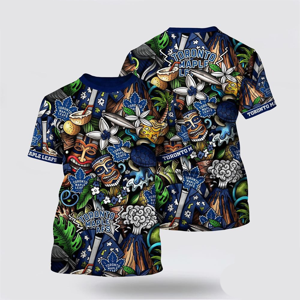 NHL Toronto Maple Tikis Tropical Tiki Pattern Summer T-Shirt For Ice Hockey Fans Oregontrailrvpk Shirt