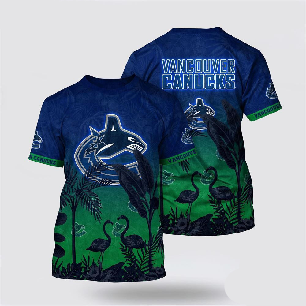 NHL Vancouver Canucks Tropical Flamingo Pattern Summer Shirt Good Gifts For Hockey Fans Oregontrailrvpk Shirt