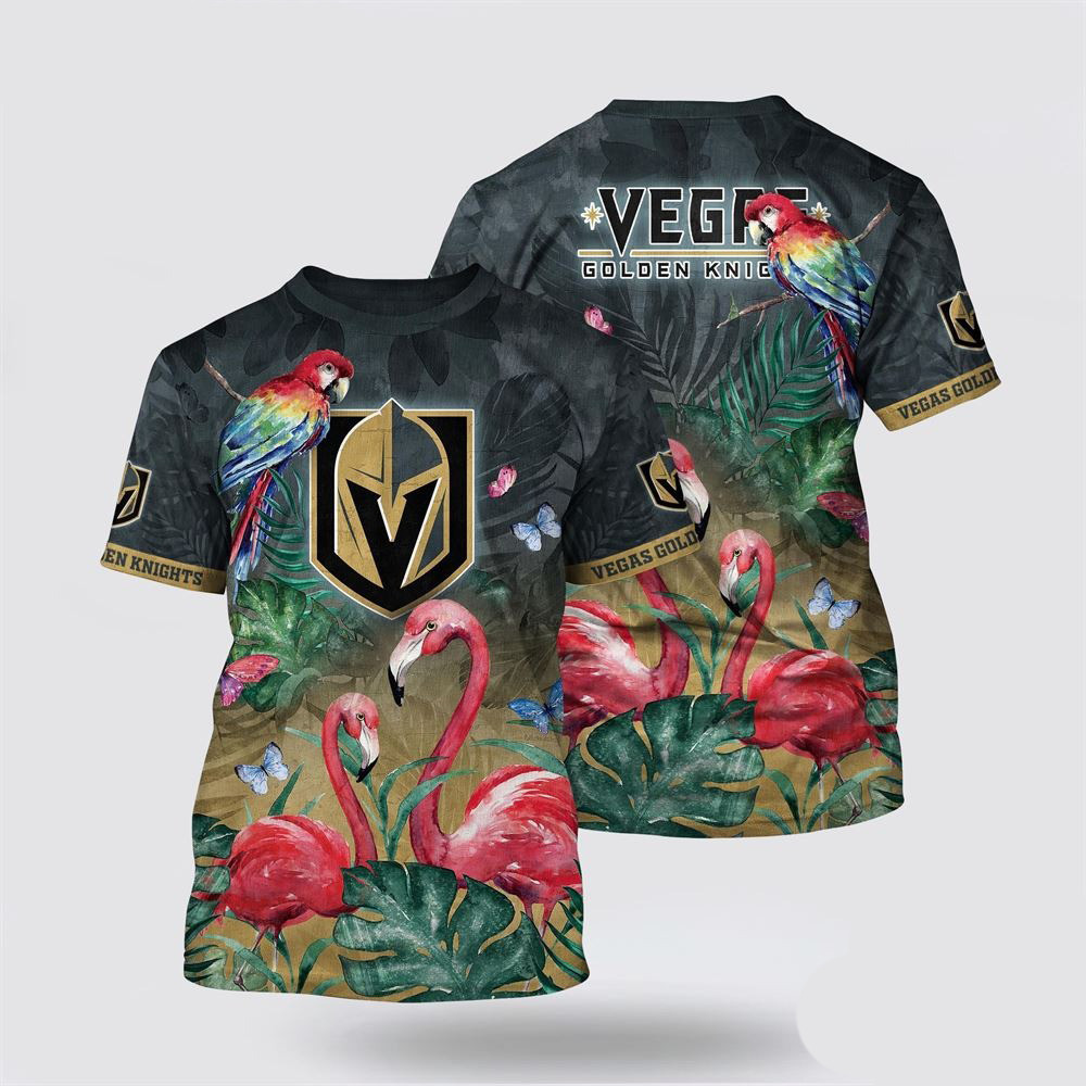 NHL Vegas Golden Knights Tropical Parrot And Flamingo Motifs Summer Shirt Boyfriend Gifts Oregontrailrvpk Shirt