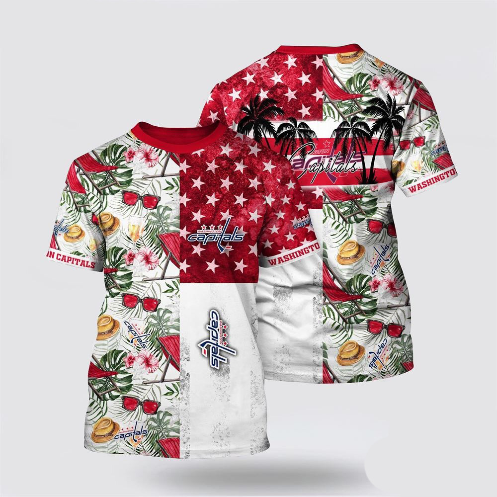 NHL Washington Capitals Tropical Hat And Glasses Pattern Summer Shirt NHL Oregontrailrvpk Shirt
