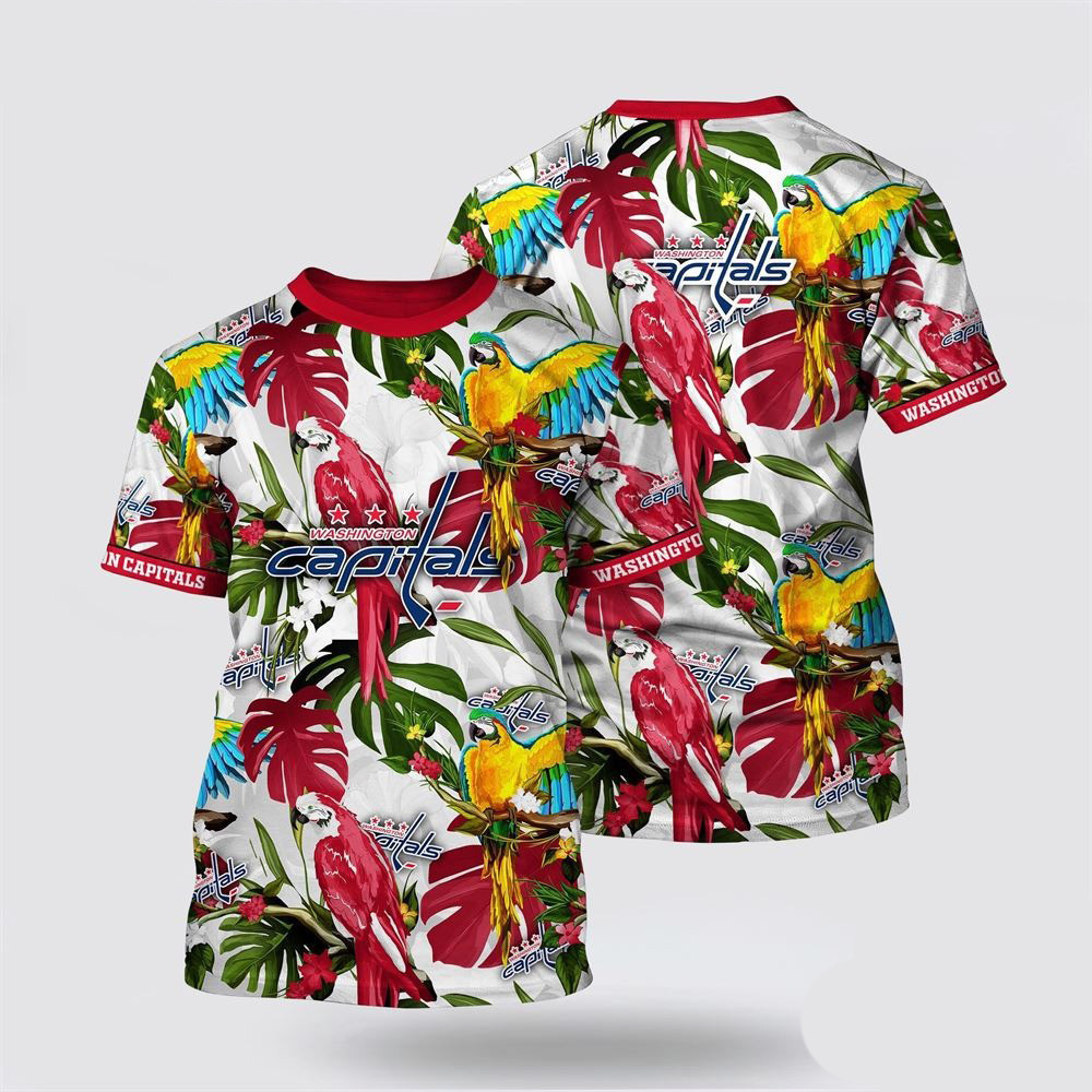 NHL Washington Capitals Tropical Parrot Pattern Summer Shirt Best Gifts For Hockey Lovers Oregontrailrvpk Shirt