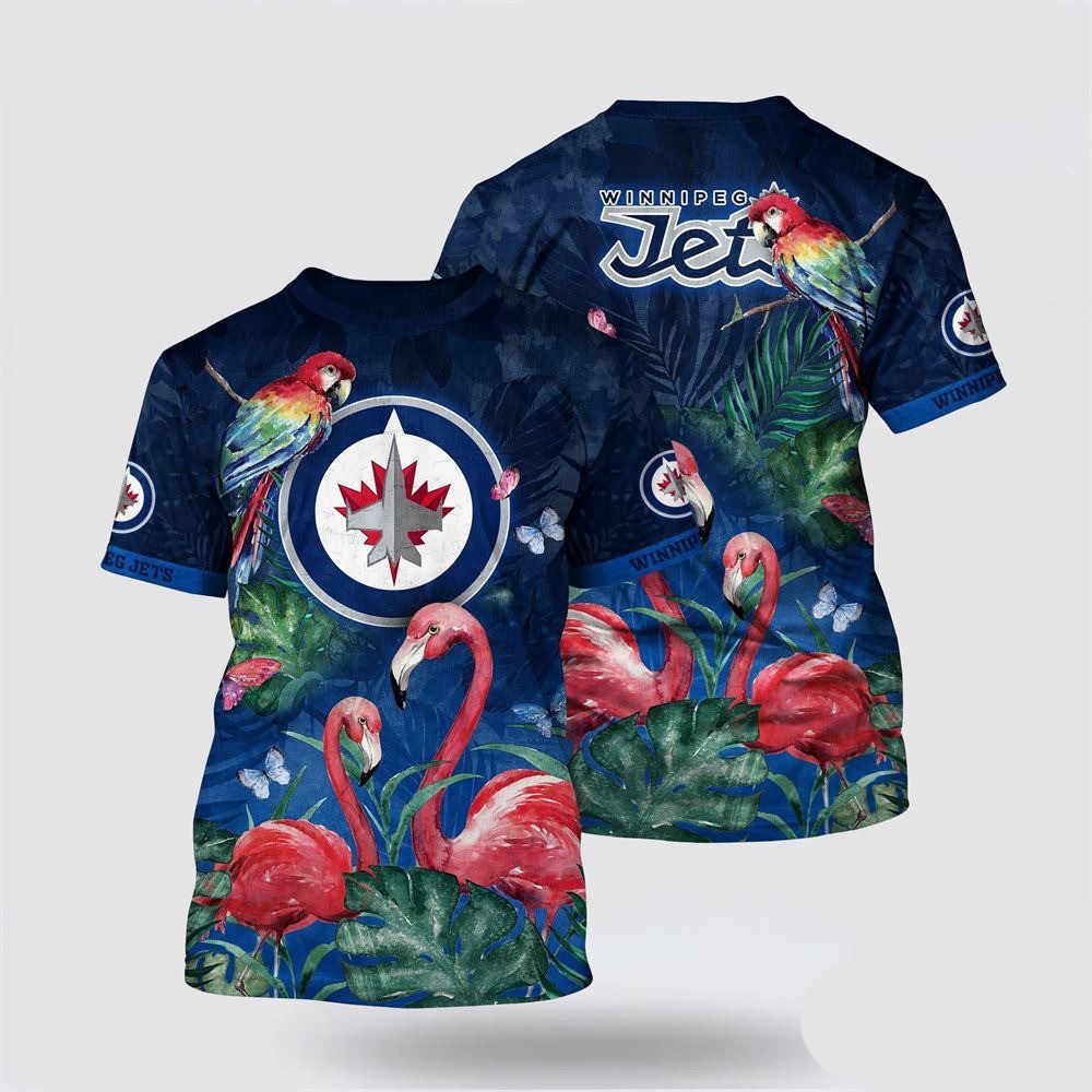 NHL Winnipeg Jets Tropical Parrot And Flamingo Motifs Summer Shirt Gifts For Ice Hockey Fans Oregontrailrvpk Shirt