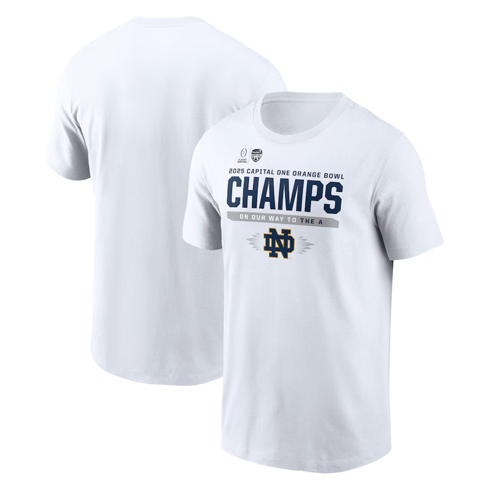 Nike White Notre Dame Fighting Irish College Football Playoff 2025 Orange Bowl Champions T-Shirt Oregontrailrvpk Shirt
