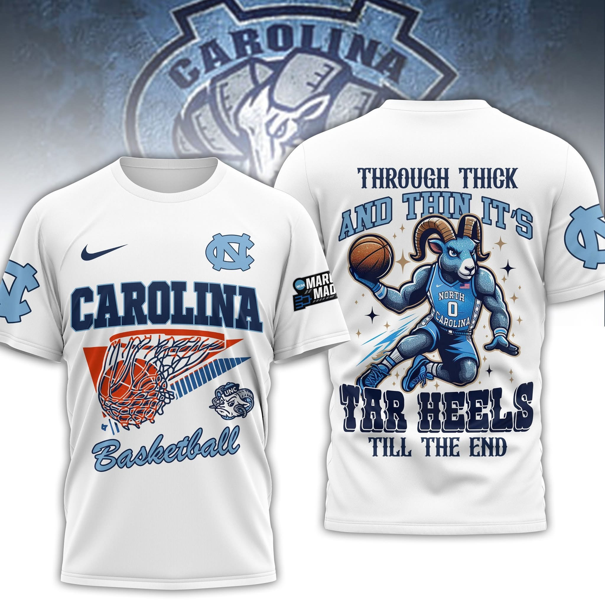 North Carolina Tar Heels Baseball Shirt Through Thick And Thin It's Tar Heels Till The End Oregontrailrvpk Shirt