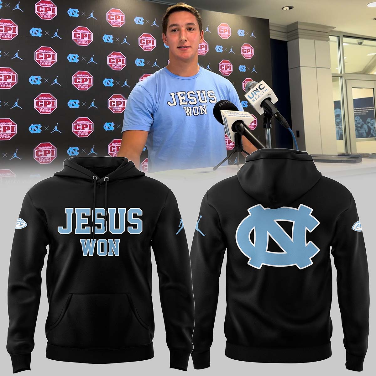 North Carolina Tar Heels JESUS WON Black Hoodie Presents For Basketball Players