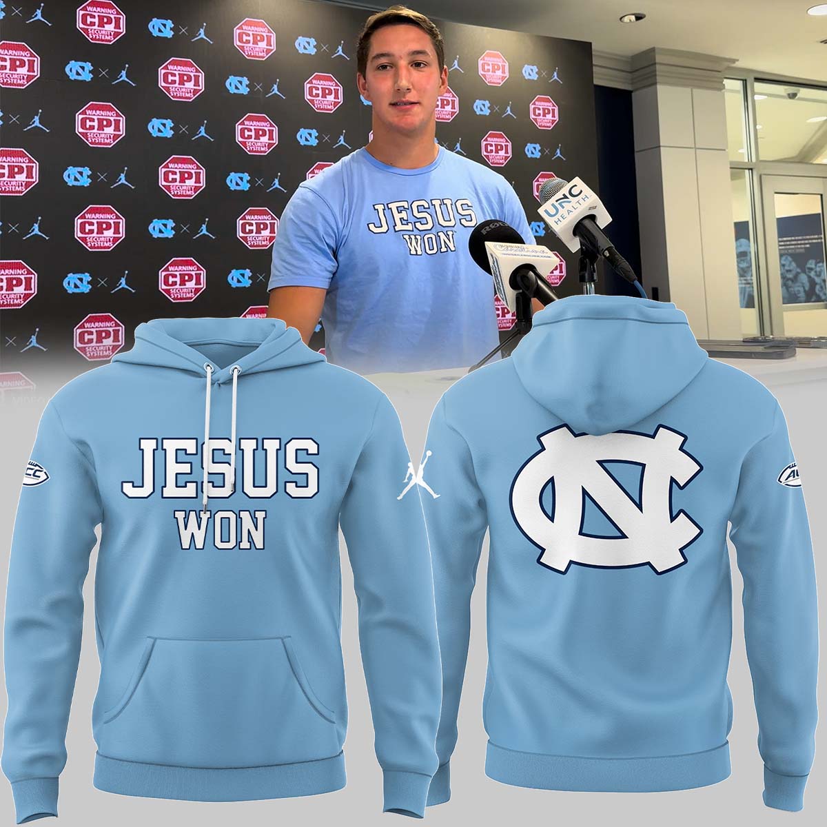 North Carolina Tar Heels JESUS WON Hoodie Gifts For Basketball Player