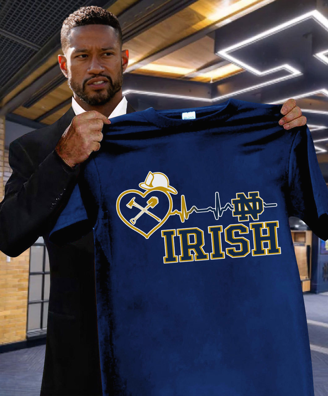 Notre Dame Fighting Irish Firefighter Heartbeat T-Shirt Gift Ideas For Football Fans Oregontrailrvpk Shirt