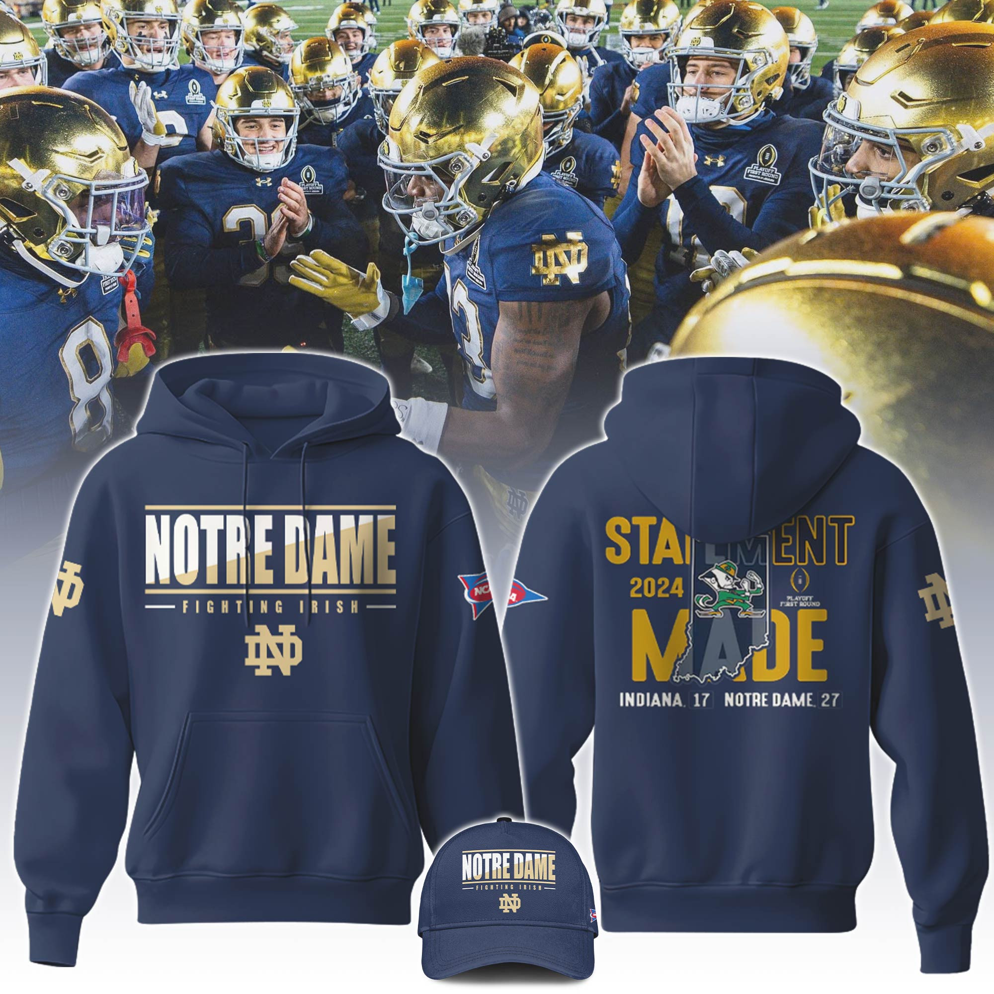 Notre Dame Fighting Irish Playoff 2025 Sugar Bowl NCAA Hoodie Best Gift For Football Lovers No Cap