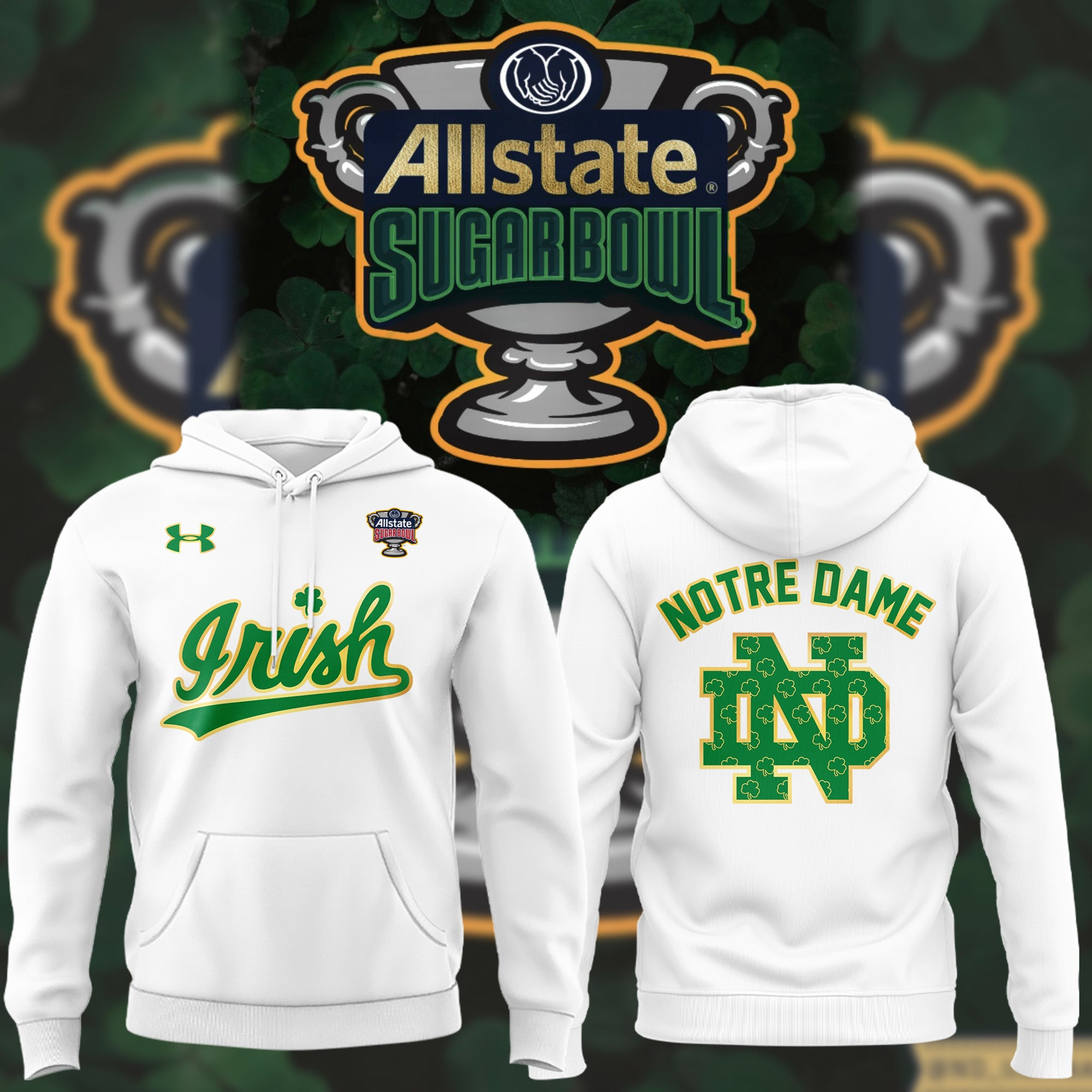 Notre Dame Fighting Irish Sugar Bowl White NCAA Hoodie Unique