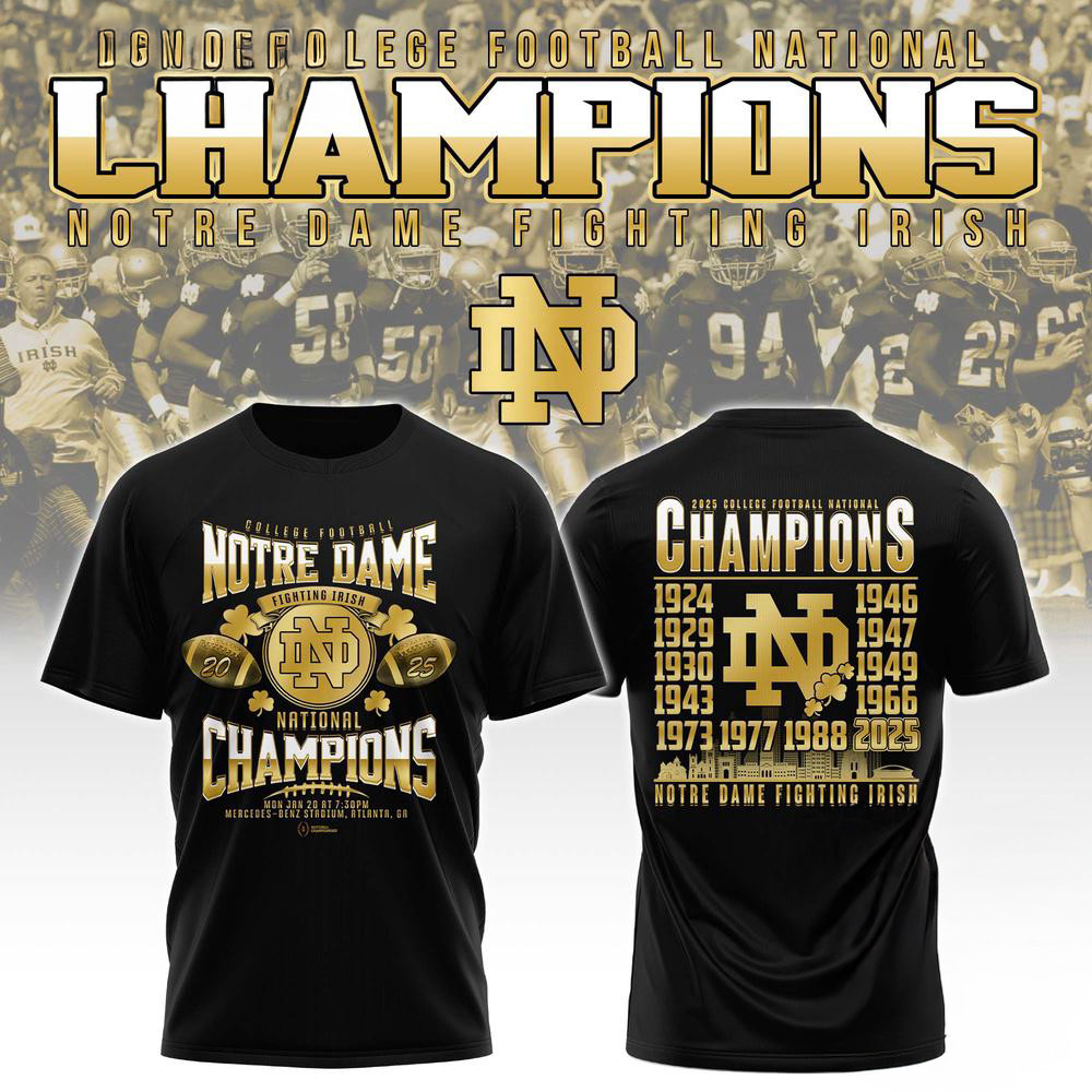 Notre Dame Football NCAA National Champions Golden Shirt Gifts For Football Fan Oregontrailrvpk Shirt