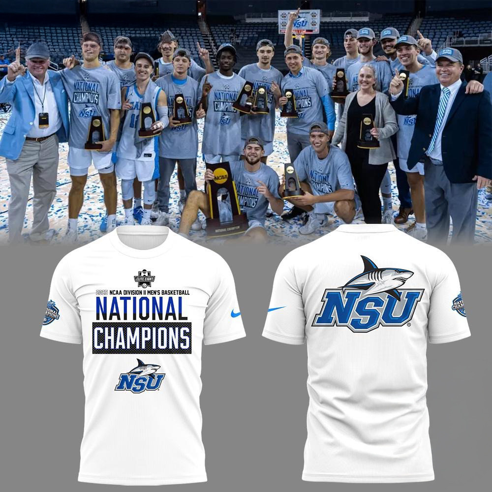 Nova Southeastern 2025 NCAA Division II Men's Basketball x National Champions Logo T-Shirt Oregontrailrvpk Shirt