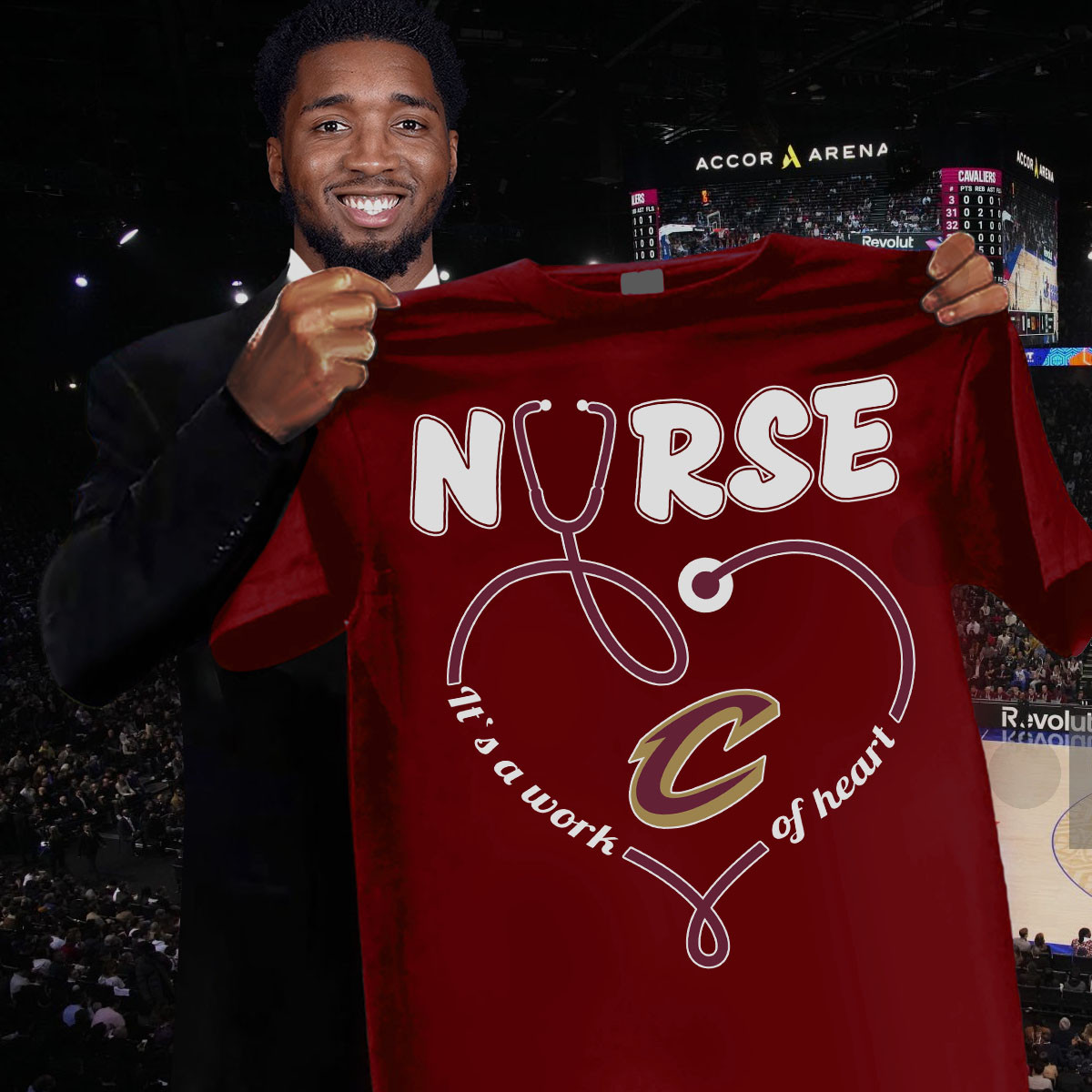 Nurse It'S A Work Of Heart Cleveland Cavaliers T-Shirt Gift Ideas For Basketball Lovers Oregontrailrvpk Shirt