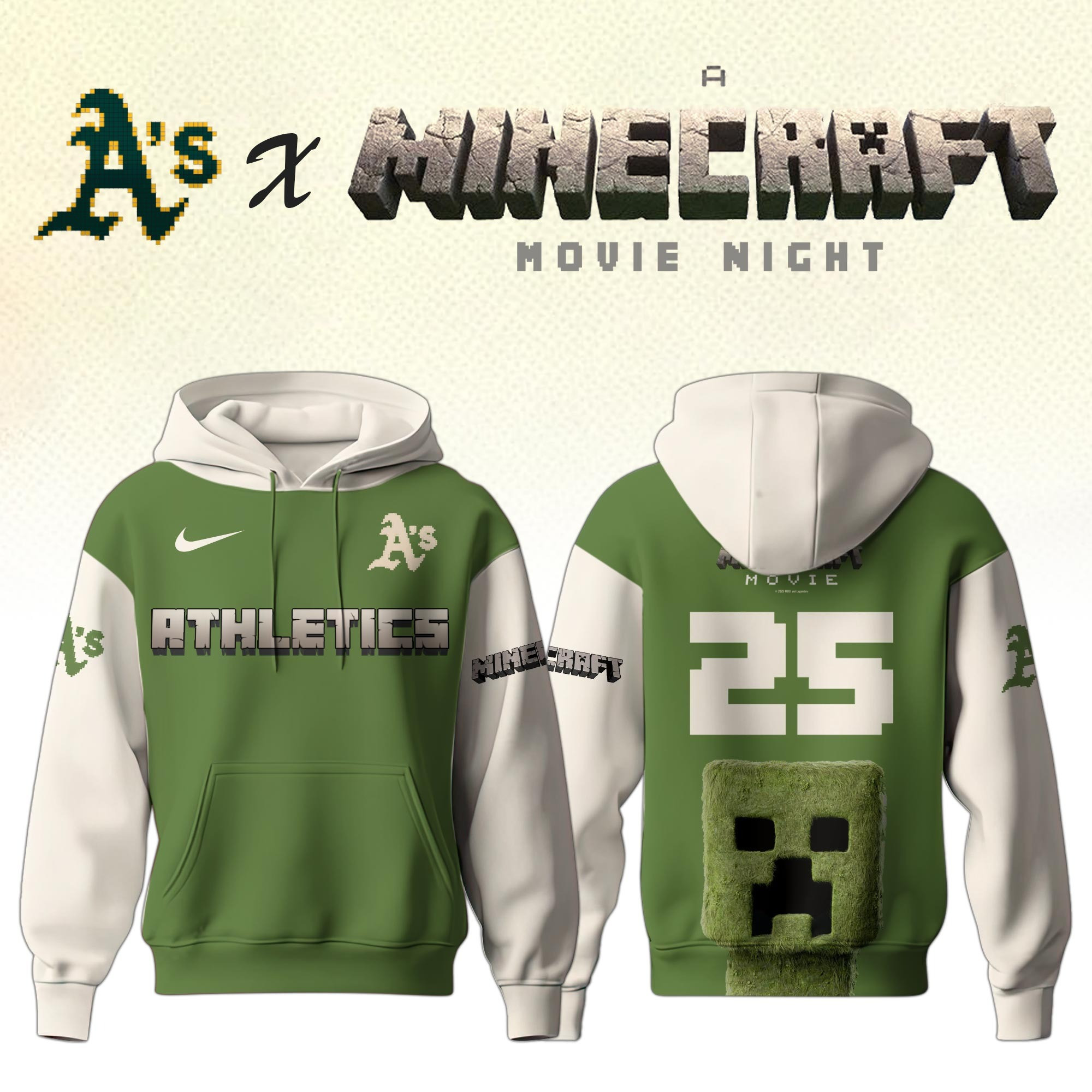 Oakland Athletics MLB x A MINECRAFT MOVIE Night Hoodie Best