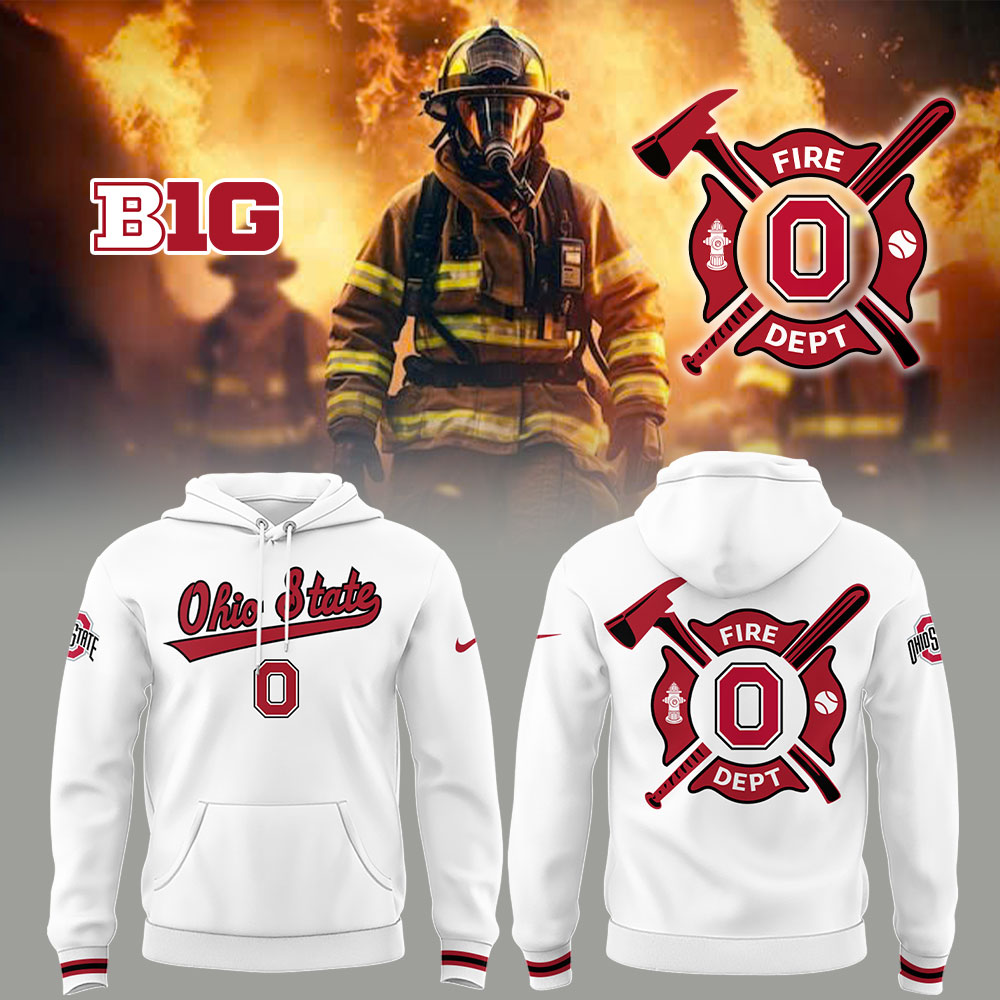 Ohio State Baseball x Firefighter Appreciation Night Hoodie Baseball Mom Gifts