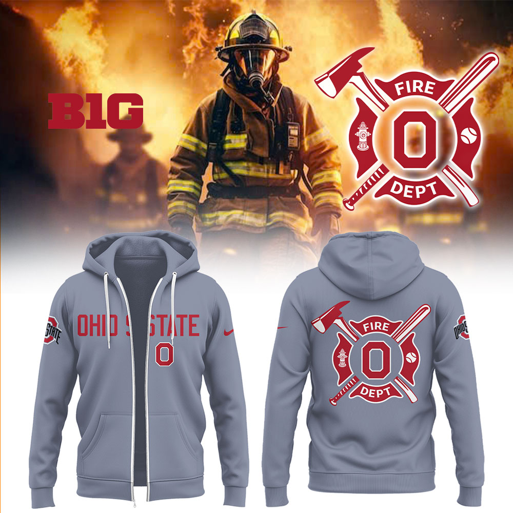 Ohio State Baseball x Firefighter Appreciation Night Zip Hoodie Baseball Mom Gifts