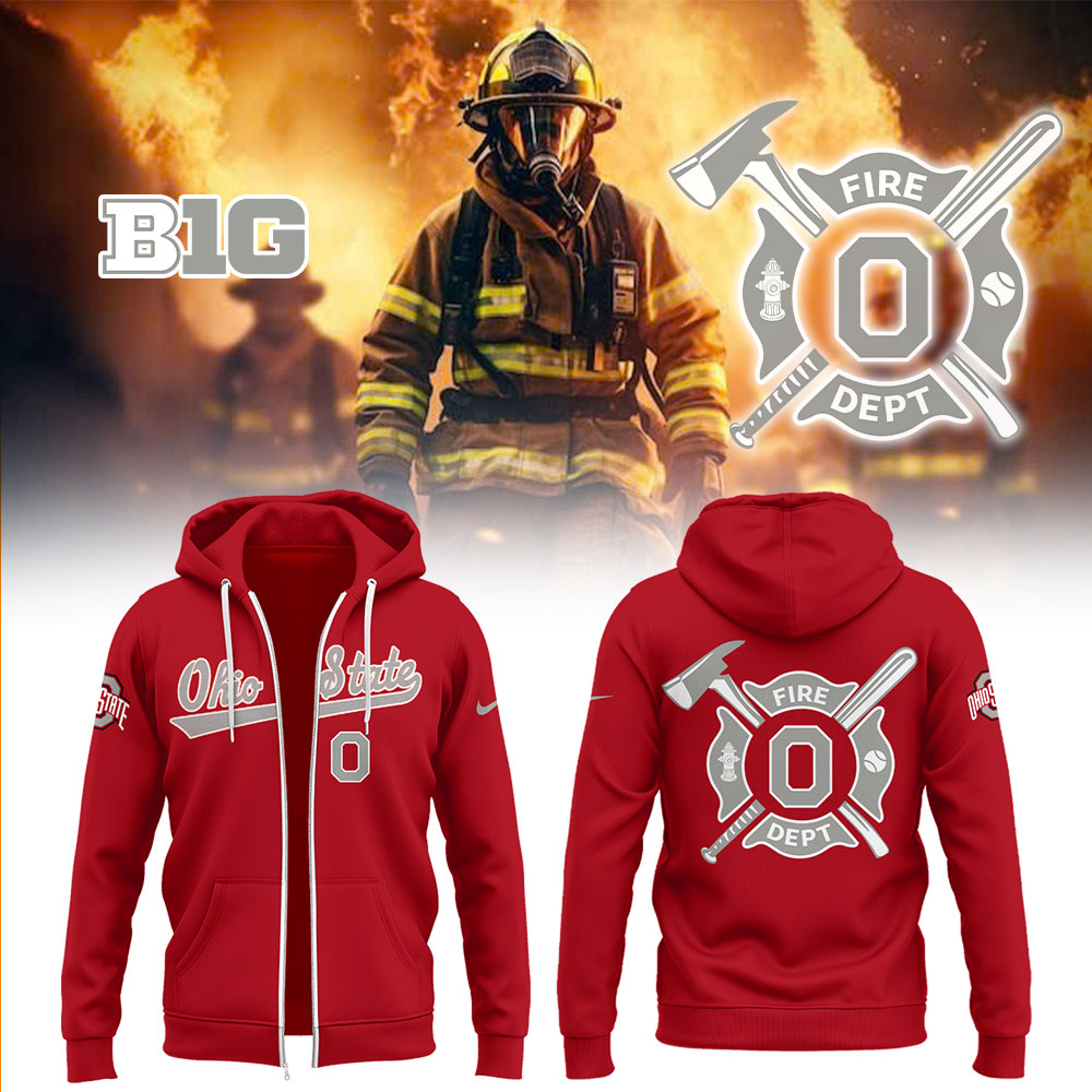 Ohio State Baseball x Firefighter Appreciation Night Zip Hoodie Gift Ideas For Baseball Players