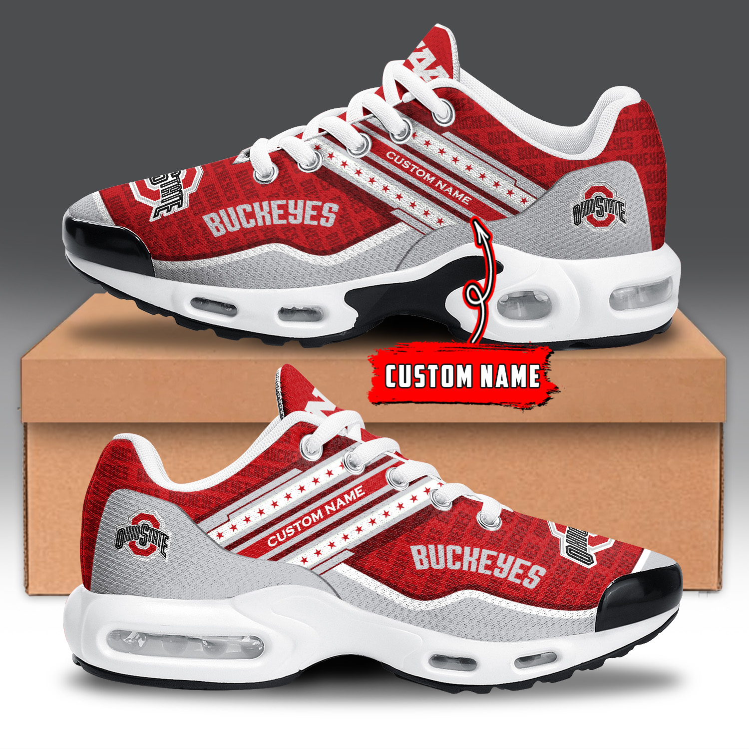 Ohio State Buckeyes Air Max Plus Shoes Sneakers For Men And Women