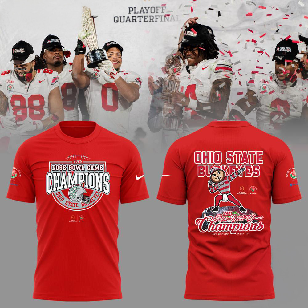 Ohio State Buckeyes Football 2025 Rose Bowl Champions Red Shirt Gifts For Football Fan Oregontrailrvpk Shirt