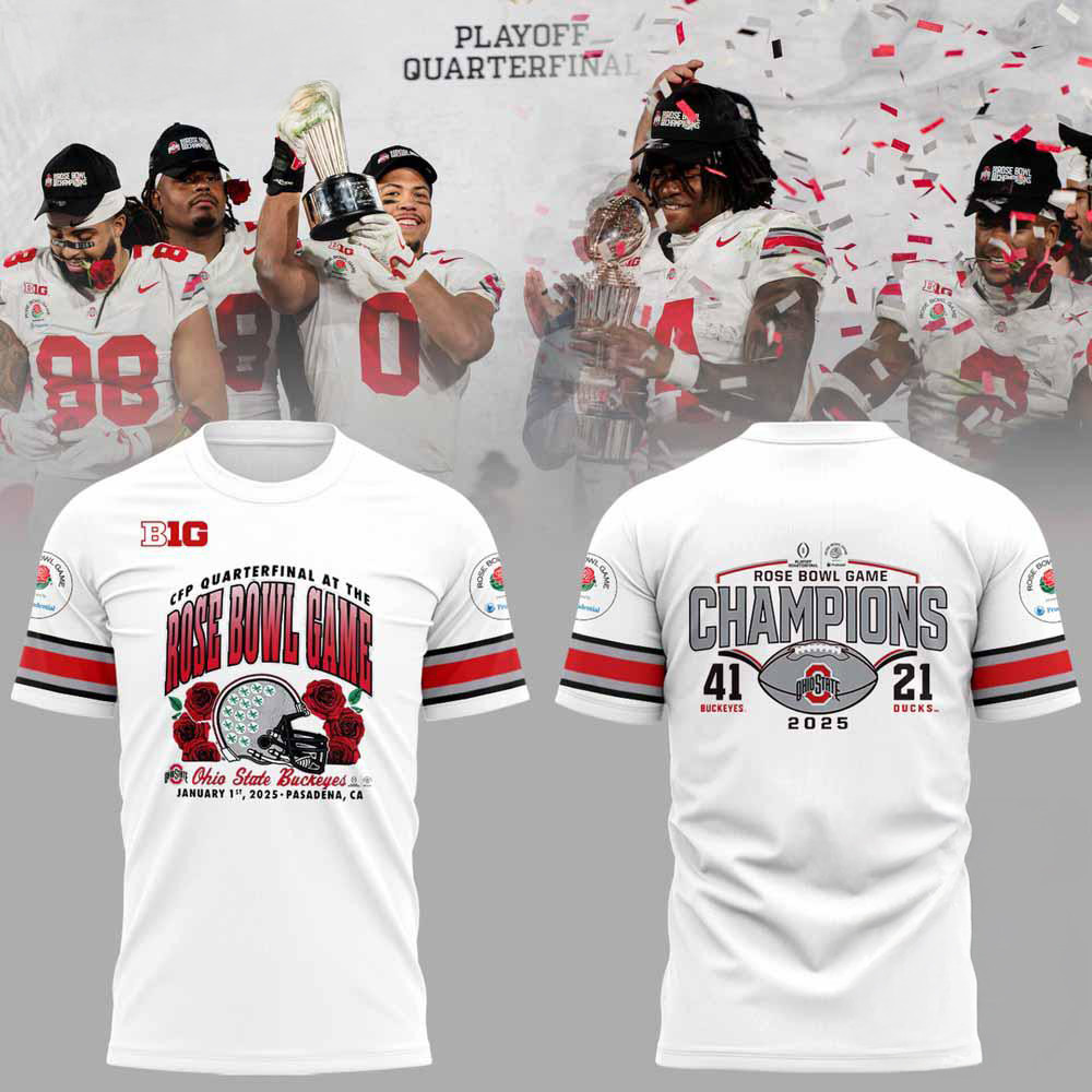 Ohio State Buckeyes Football 2025 Rose Bowl Champions White Shirt Oregontrailrvpk Shirt