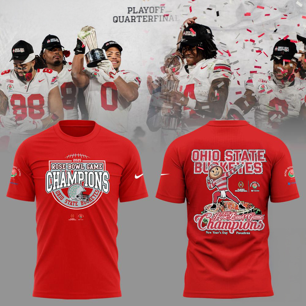Ohio State Buckeyes Football Limited 2025 Rose Bowl Champions Red Shirt Football Gifts Oregontrailrvpk Shirt