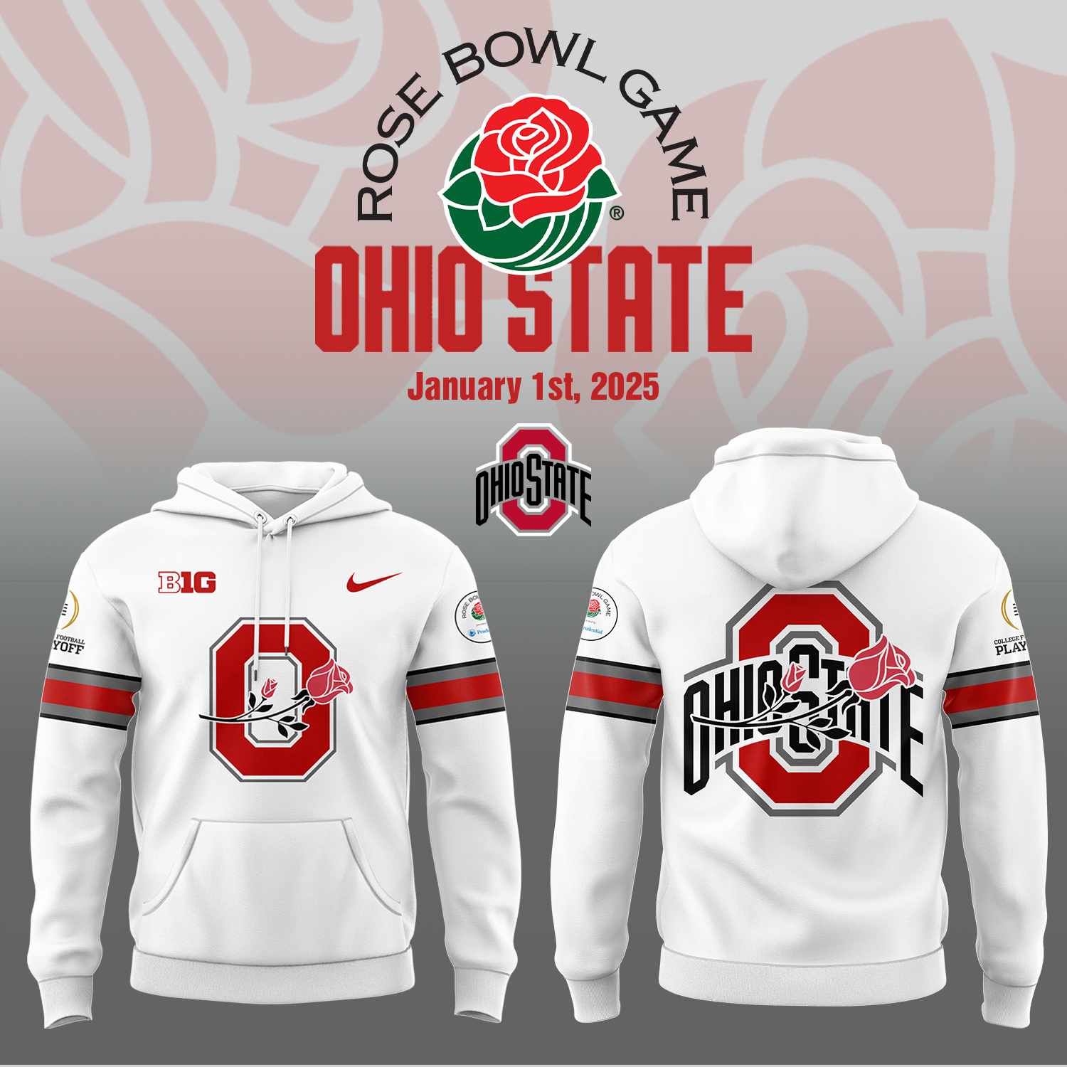Ohio State Buckeyes Football x Rose Bowl Hoodie 2025 Presents For Football Players