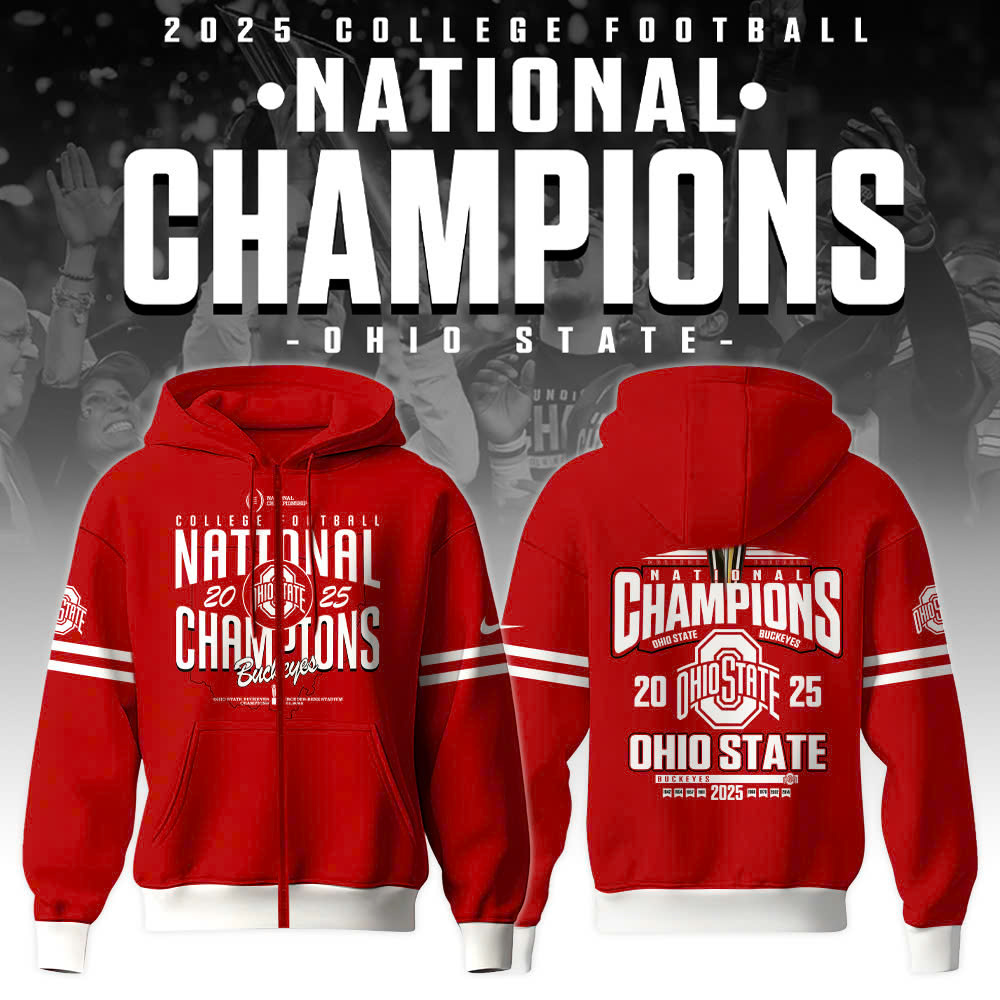 Ohio State Buckeyes National Champions 2025 Zip Hoodie College Football Best Presents For Football Fans