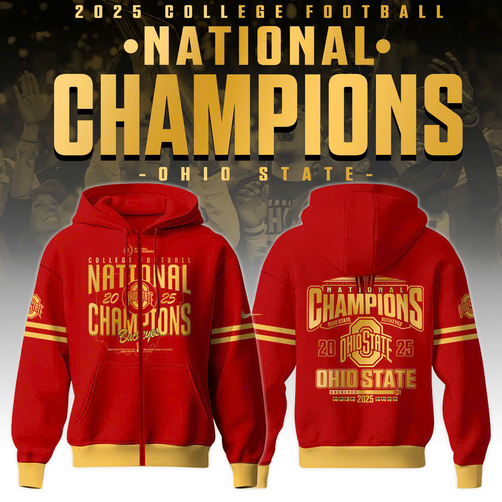 Ohio State Buckeyes National Champions 2025 Zip Hoodie College Football Gifts To Give Football Players