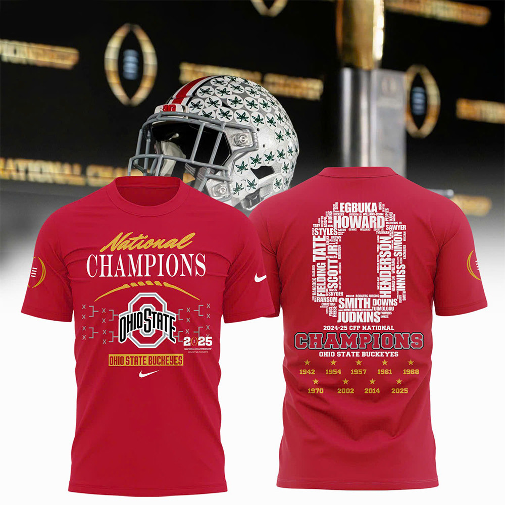 Ohio State Buckeyes National Champions T-Shirt 2025 Go Buckeyes Championship Merch Apparel Oregontrailrvpk Shirt