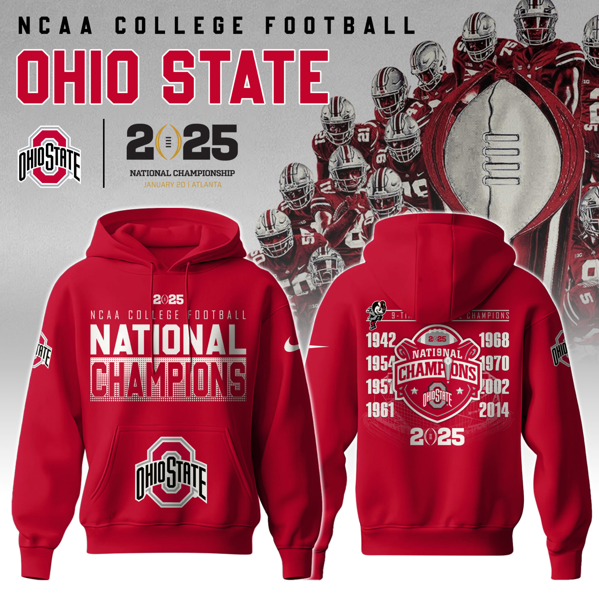 Ohio State National Champions New Hoodie 2025 Gift Ideas For Football Players