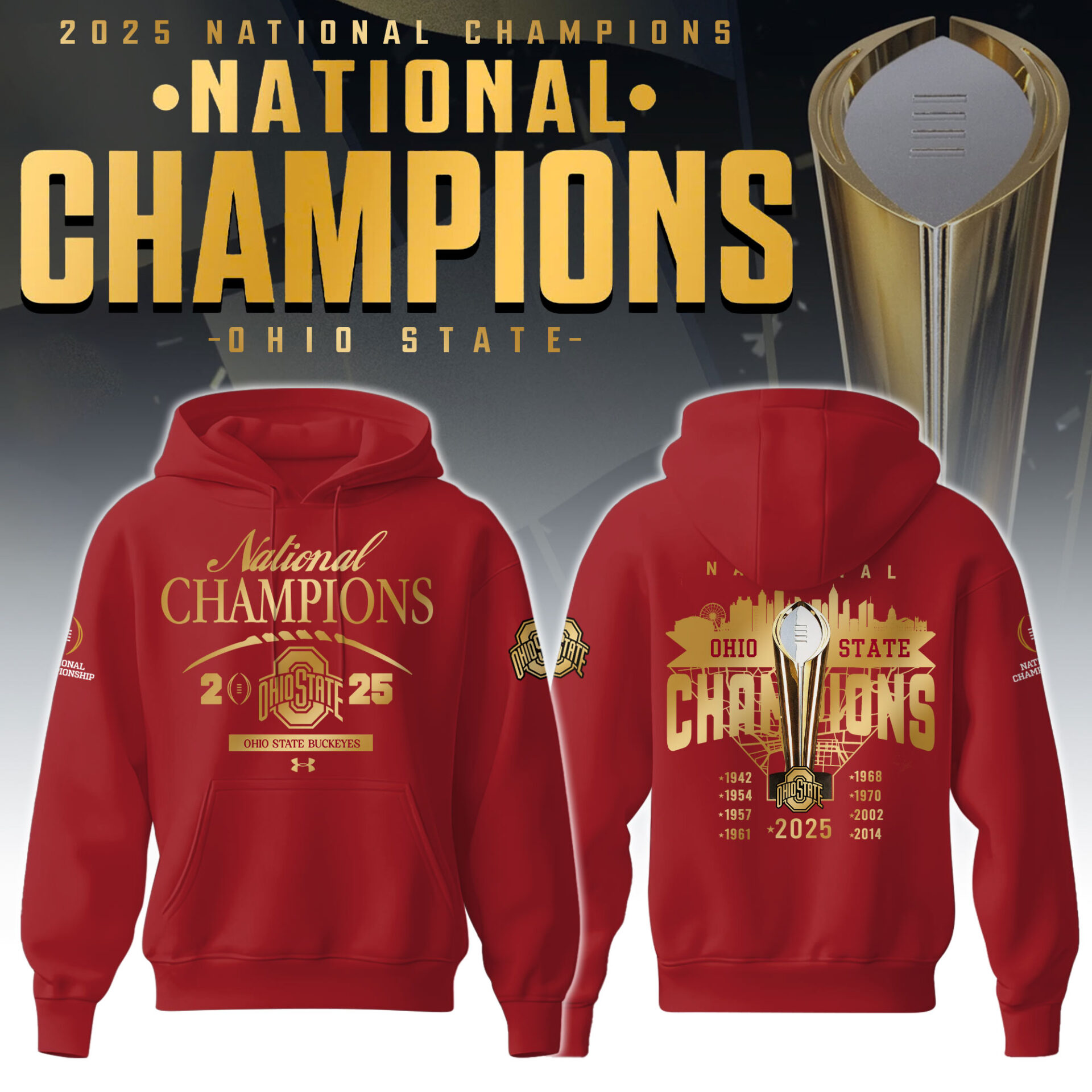 Ohio State National Champions New Hoodie 2025 Small Gifts For Football Players