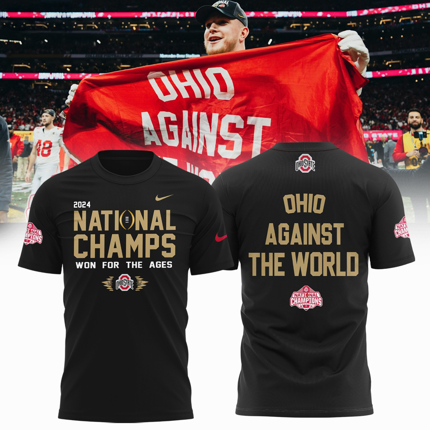 Ohio State National Champions Shirt Ohio Against The World Won For The Ages Buckeyes Merch Oregontrailrvpk Shirt
