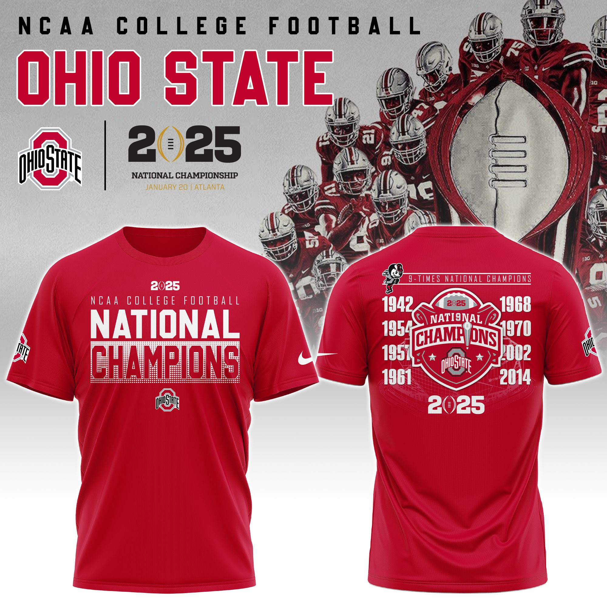 Ohio State National Champions T-Shirt 2025 9 Time NCAA Championship Merch Great Oregontrailrvpk Shirt