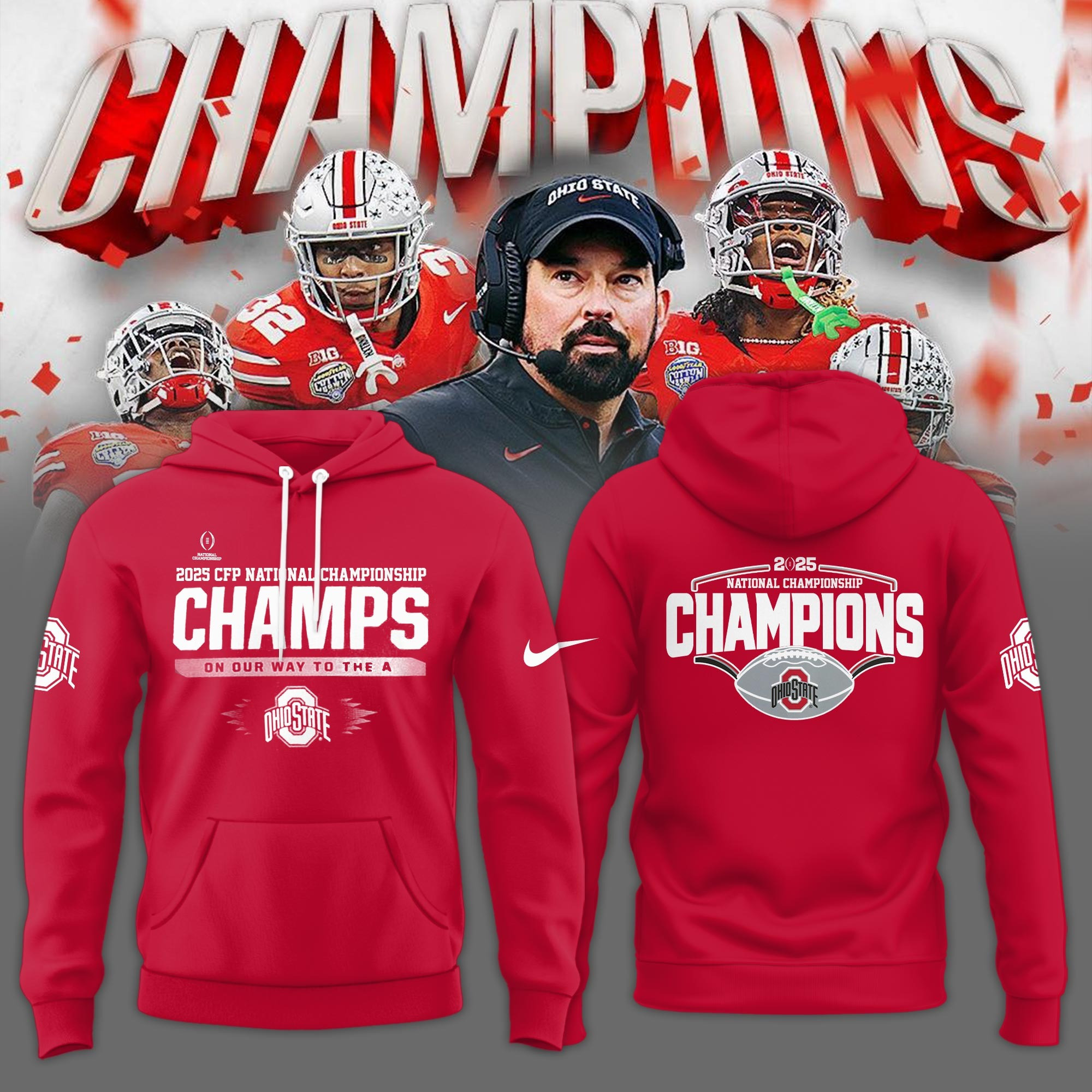 Ohio State National Championship Hoodie 2025 Football Buckeyes Merch