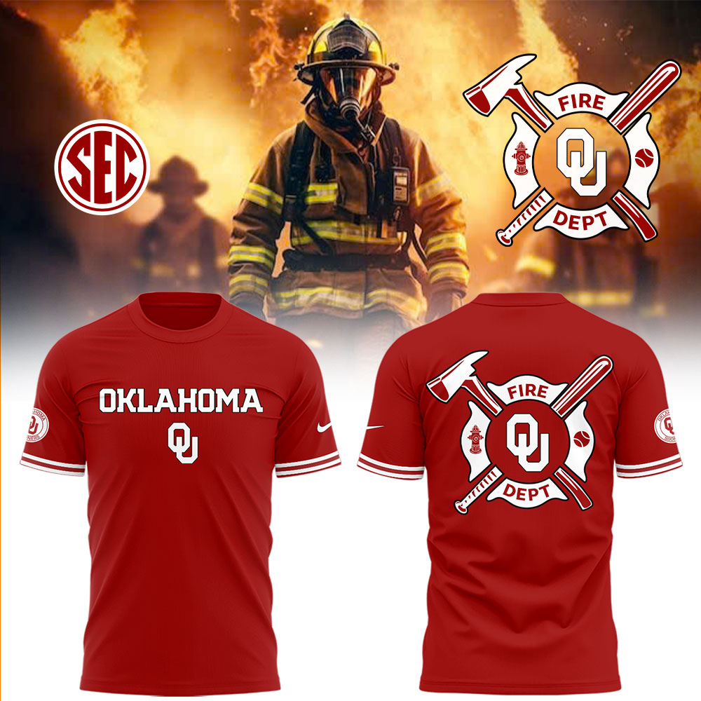 Oklahoma Baseball x Firefighter Appreciation Night T-Shirt Baseball Coach Gift Ideas Oregontrailrvpk Shirt