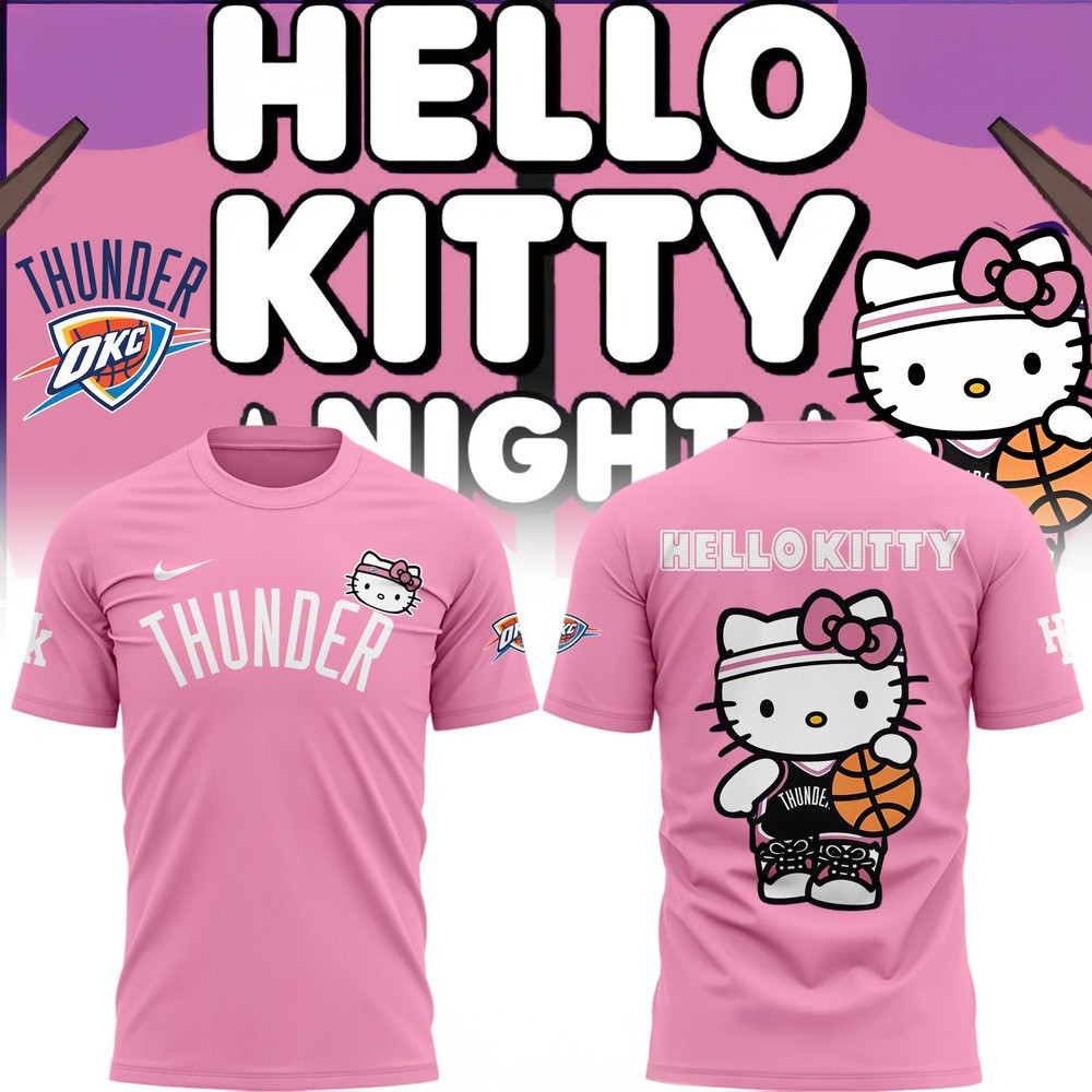 Oklahoma City Thunder x Hello Kitty 2025 Pink T-Shirt Best Gifts For Basketball Lovers Oregontrailrvpk Shirt