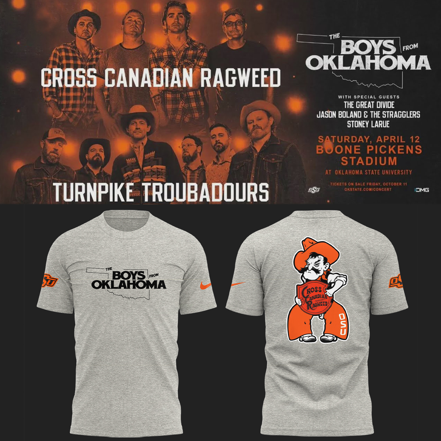 Oklahoma State Cowboys The Boys From Oklahoma Grey T-Shirt For Football Player Oregontrailrvpk Shirt