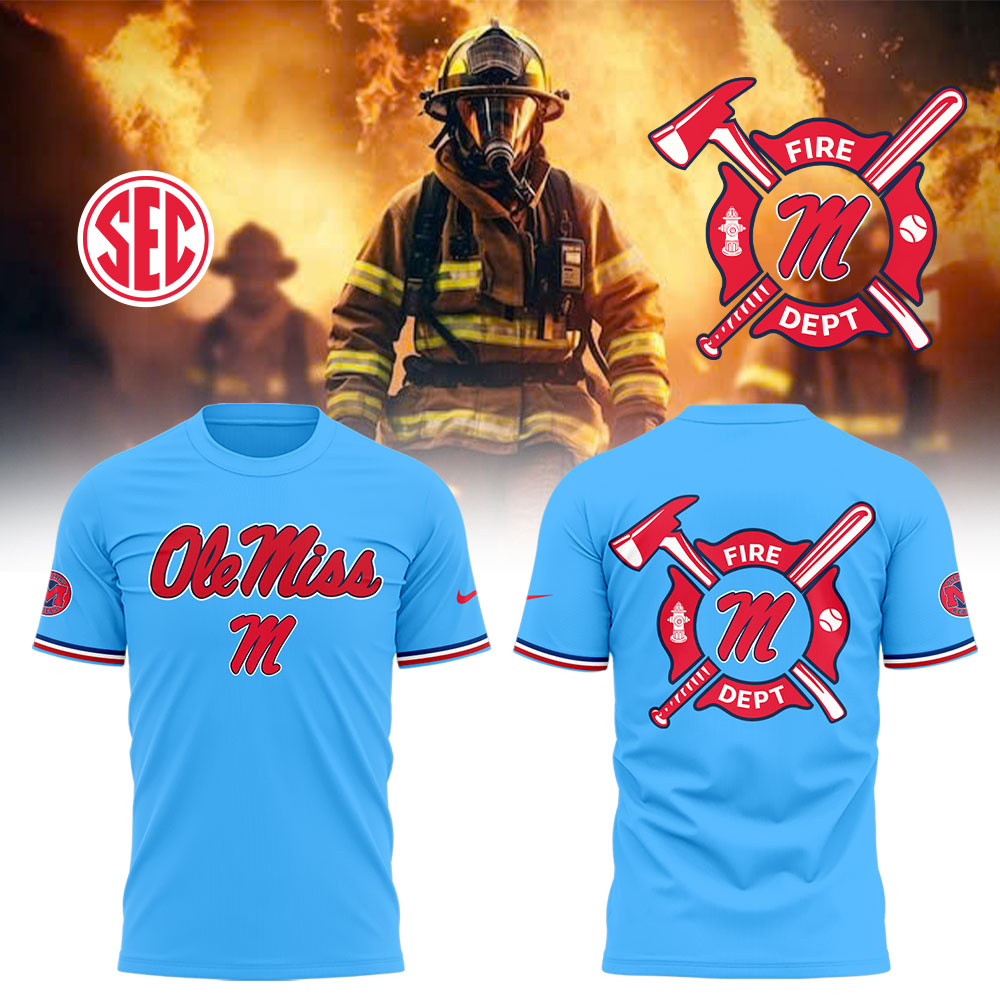 Ole Miss Baseball x Firefighter Appreciation Night T-Shirt Baseball Mom Gifts Oregontrailrvpk Shirt